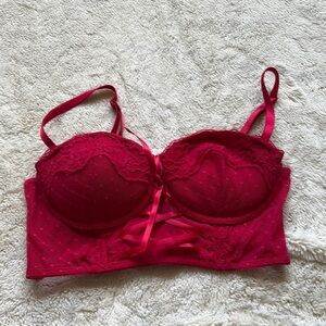 H&M Red Lace Balconette Bra – Size 34A | Pre-Loved | Feminine & Flirty